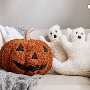 COPY - Jack-O-Lantern Pumpkin Pillow and ghost shaped pillows